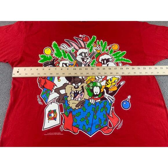 VINTAGE 1994 Looney Tunes XL Christmas Single Stitch Graphic Rap T Shirt - Picture 8 of 9